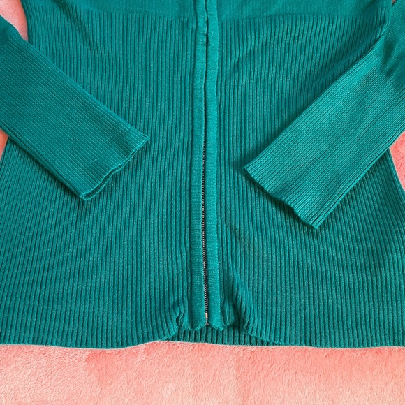 Sweater/Top, GUESS Turquoise Zip-Up GUESS Logo in crystals. 
Dressy lil Sweater - Picture 6 of 15